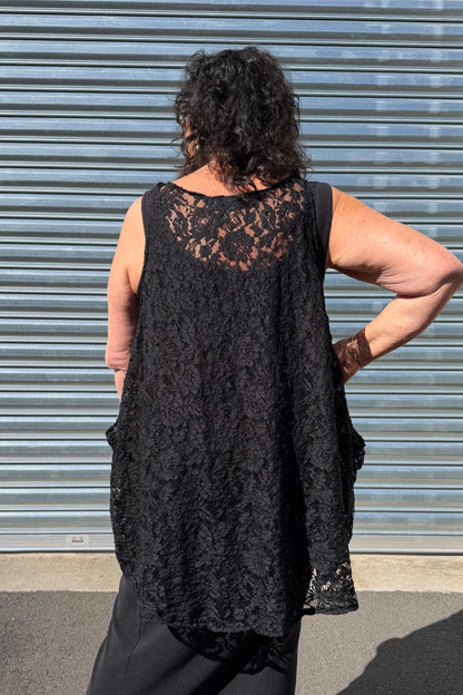 TCD Drape Tunic - Black Lace
