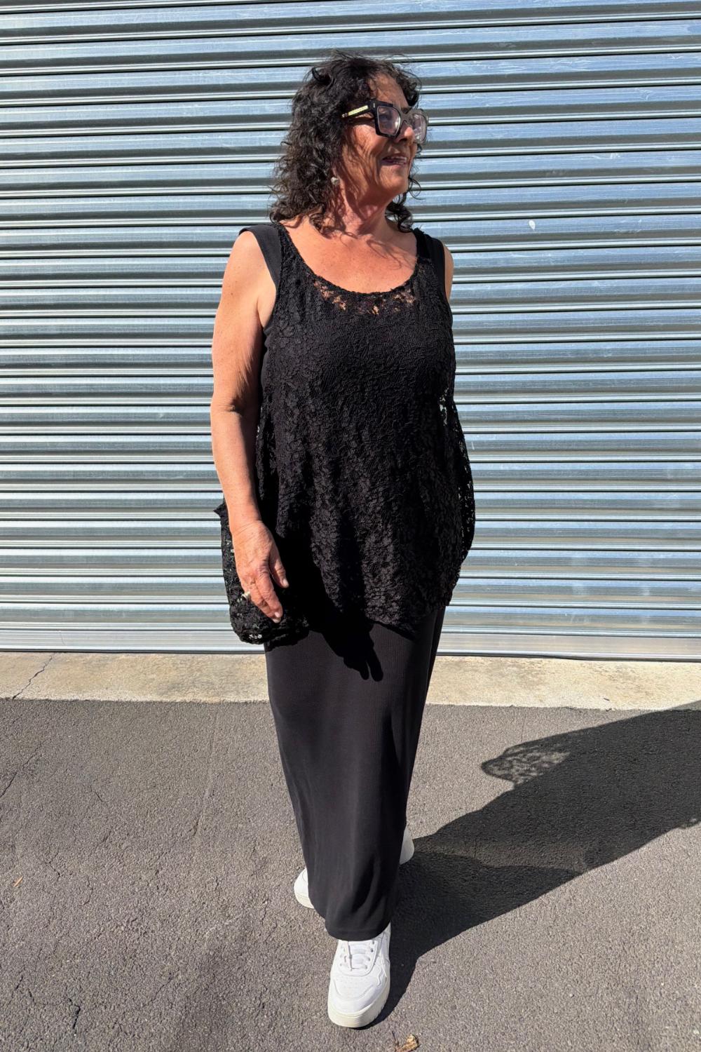 TCD Drape Tunic - Black Lace