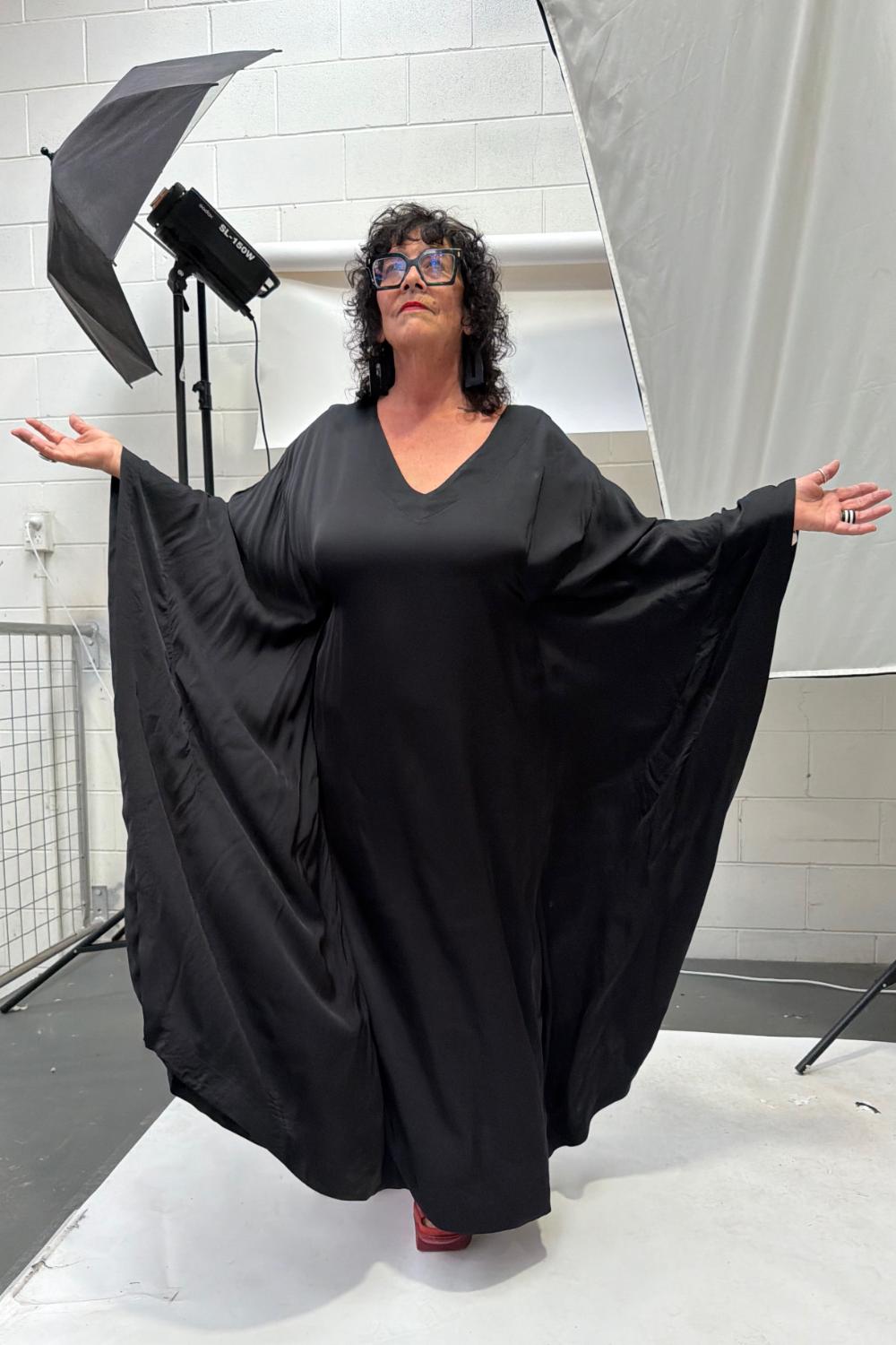 TCD Glissé Gown - Black Satin