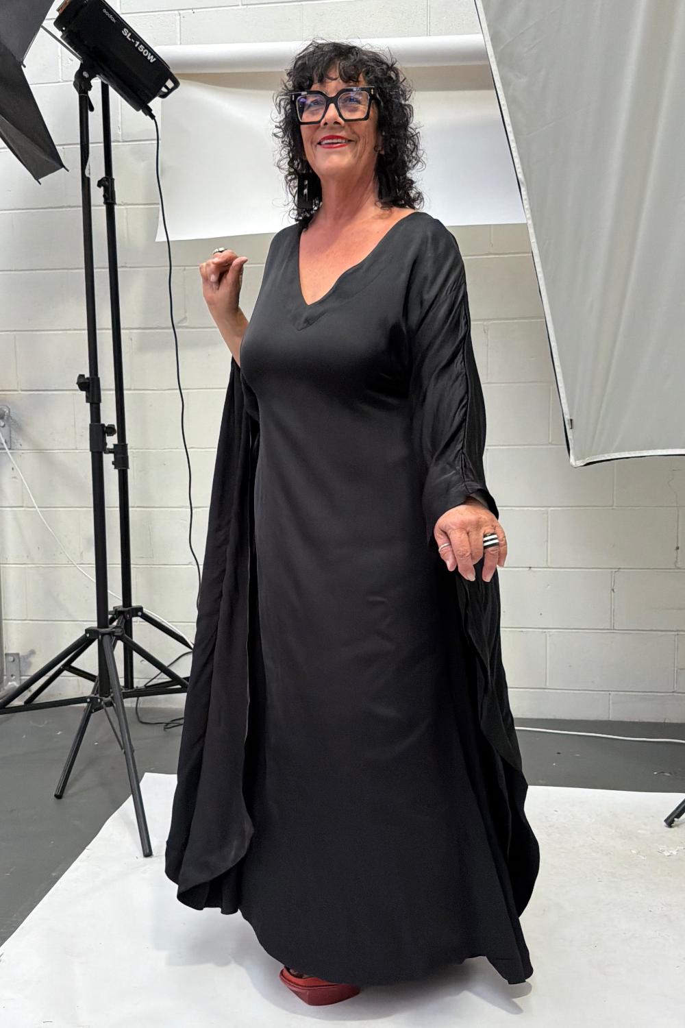 TCD Glissé Gown - Black Satin