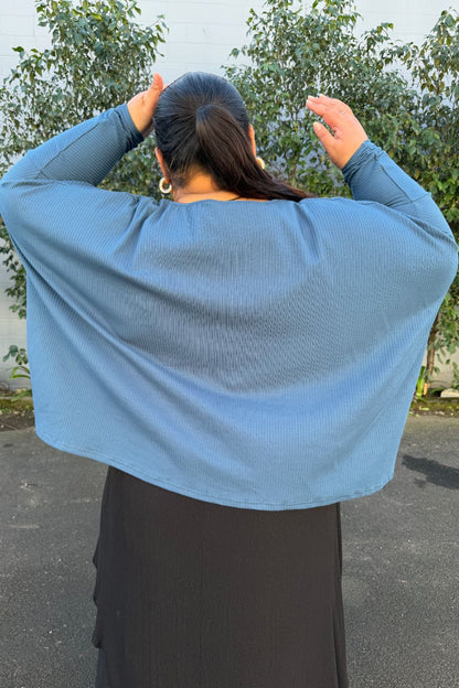 TCD Lockdown Crop - Petrol Blue Rib