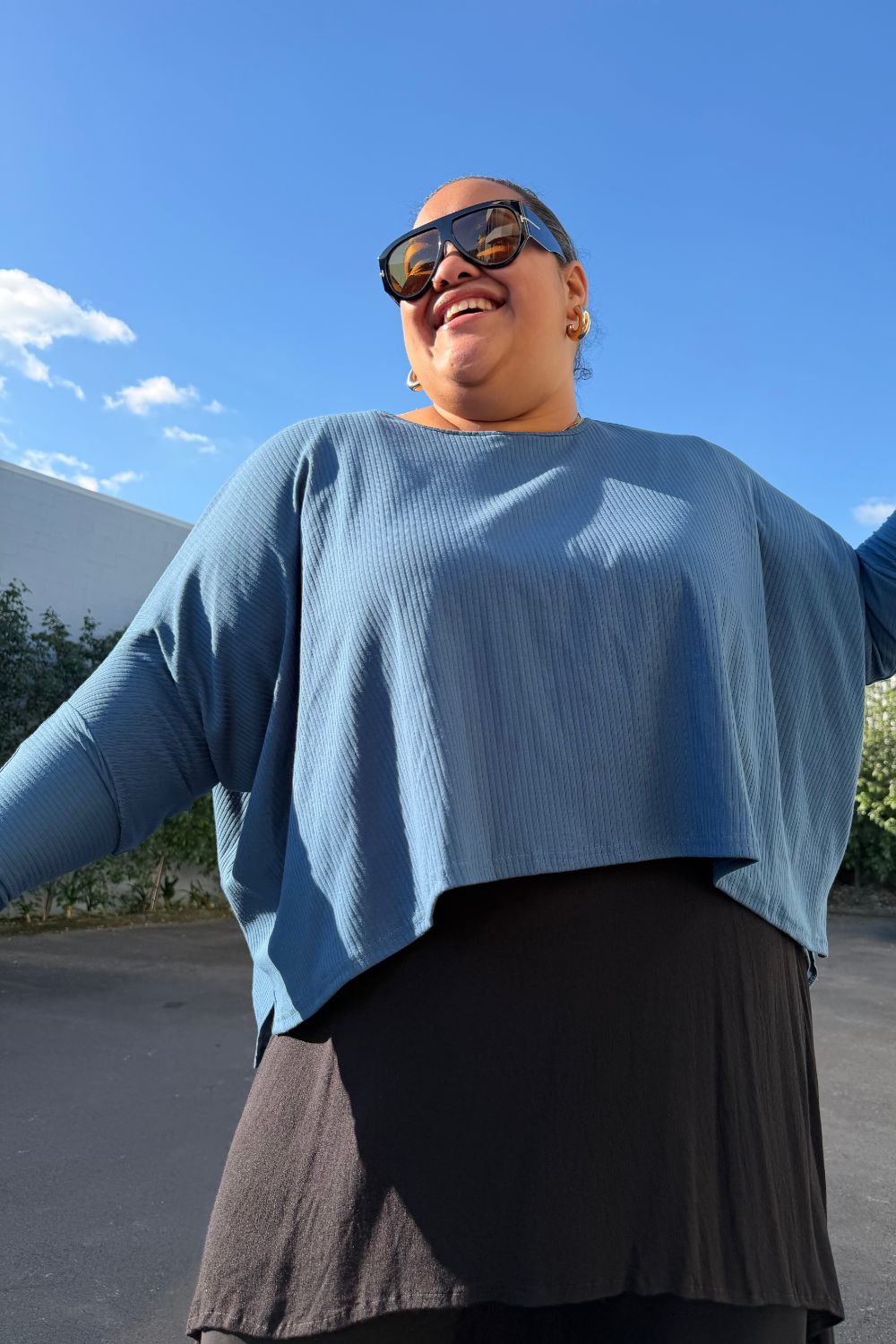 TCD Lockdown Crop - Petrol Blue Rib