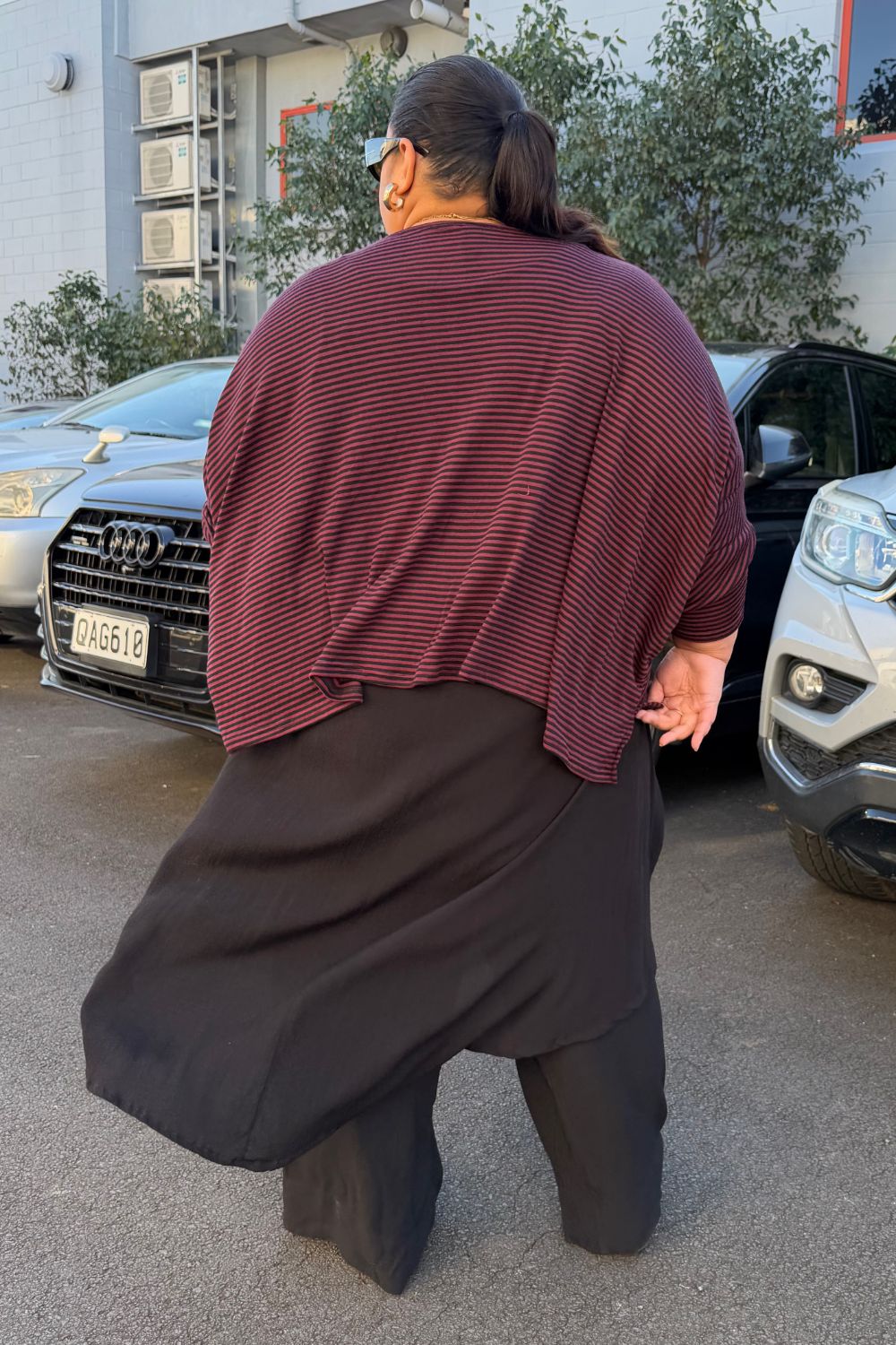 TCD Lockdown Crop - Burgundy Stripe Merino