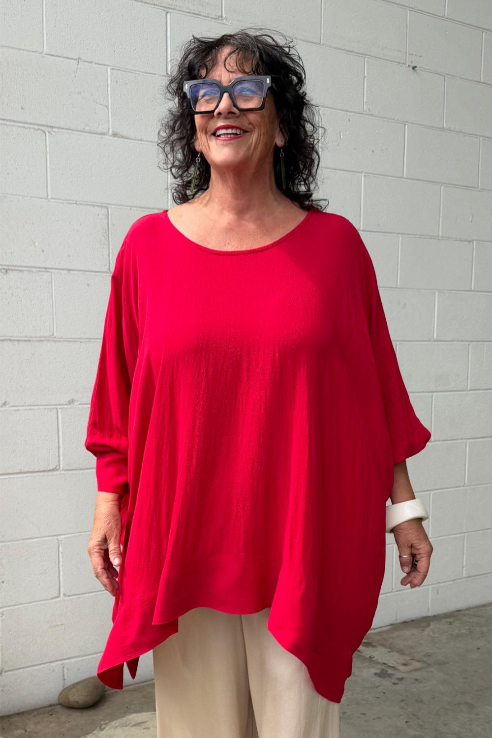 TCD Woven Tee Top - Red