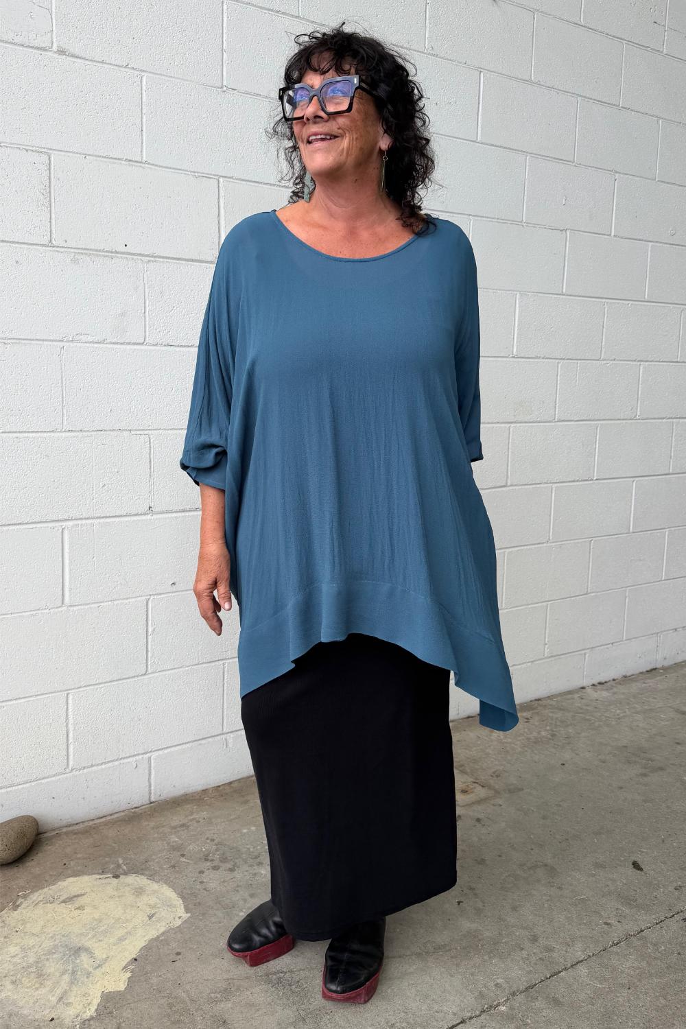 TCD Woven Tee  Top - Spruce Blue