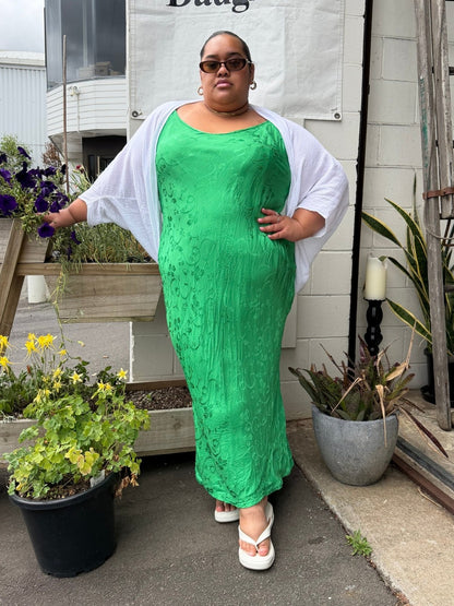 TCD Long Bias Slip Dress - Kelly Green Satin