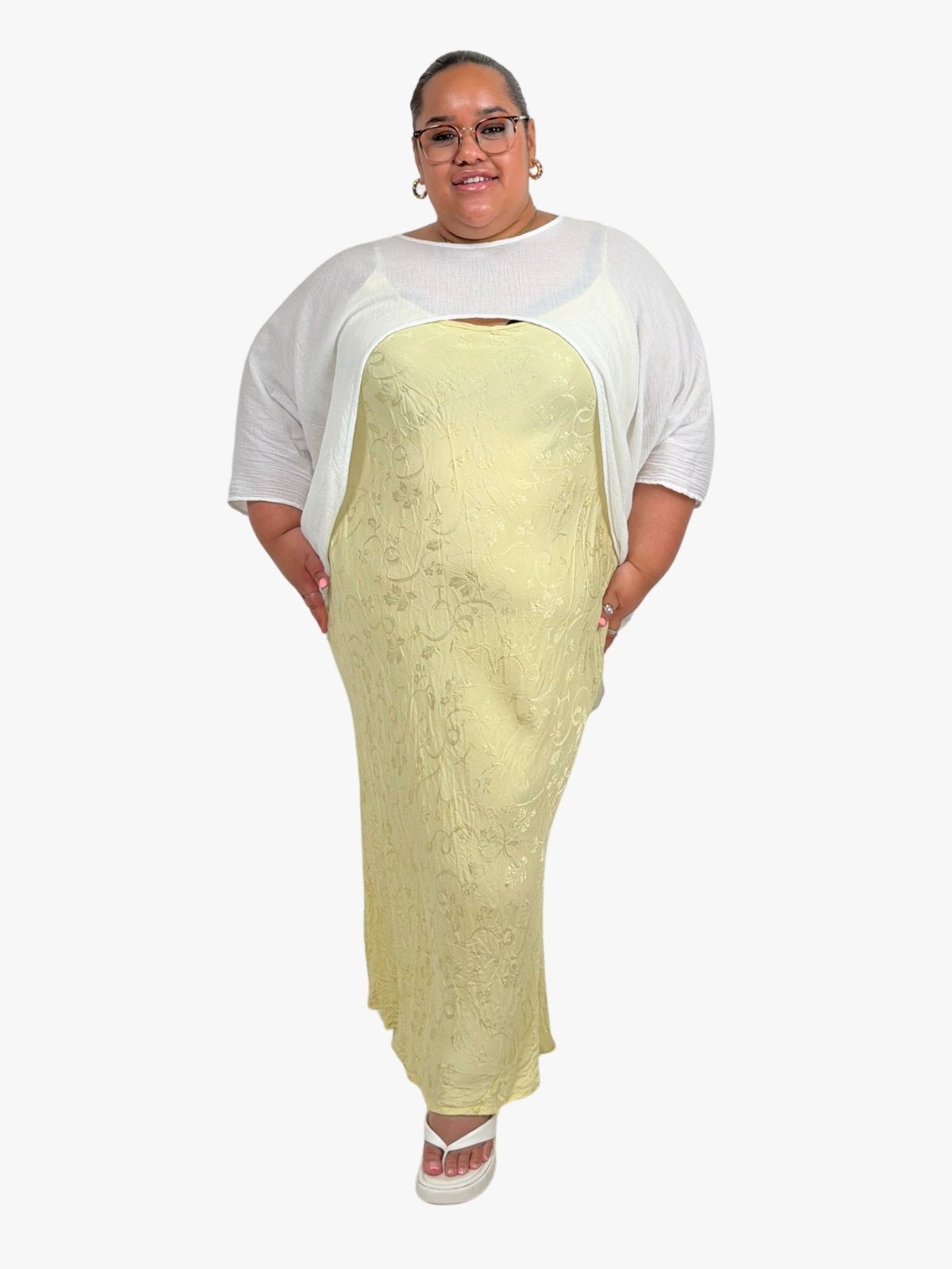 TCD Long Bias Slip Dress - Butter Yellow Satin