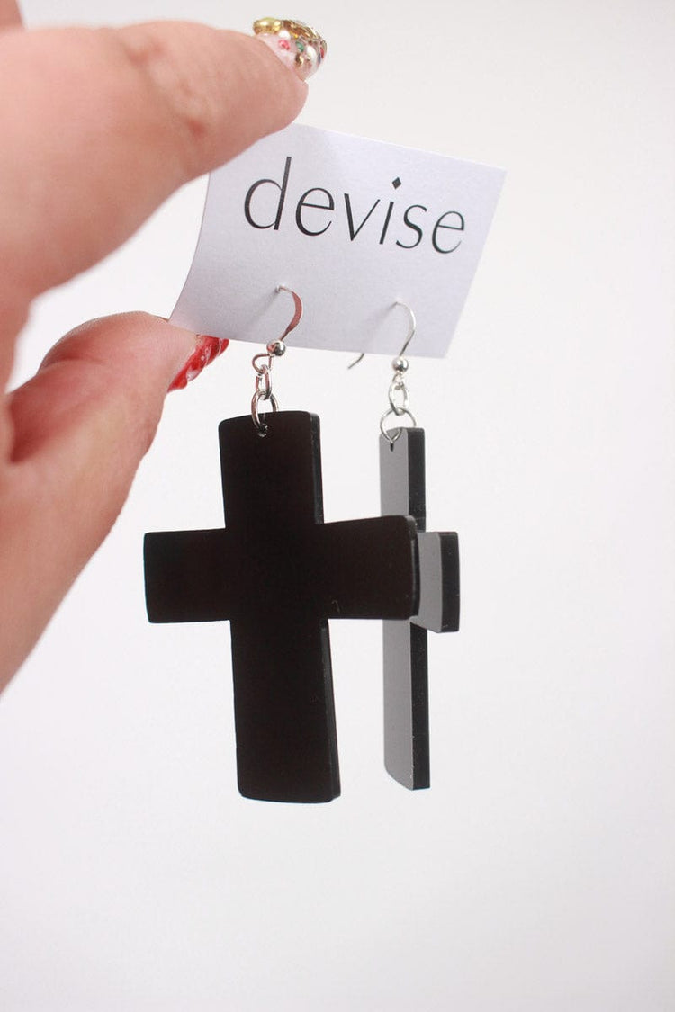 DEVISE Devise Cross Earrings - Black Shop