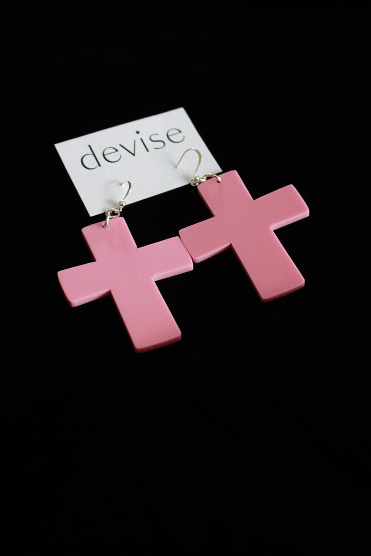 DEVISE Devise Cross Earrings - Pink Shop