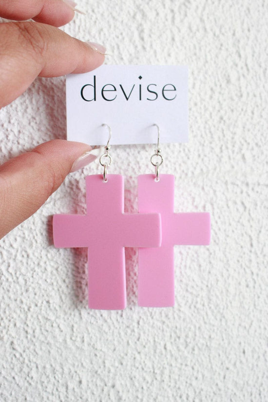 DEVISE Devise Cross Earrings - Pink Shop