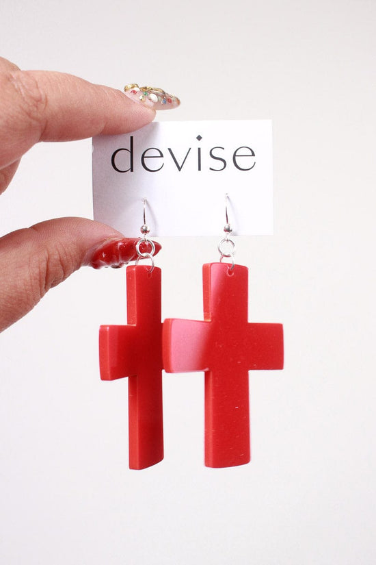 DEVISE Devise Cross Earrings - Red Shop