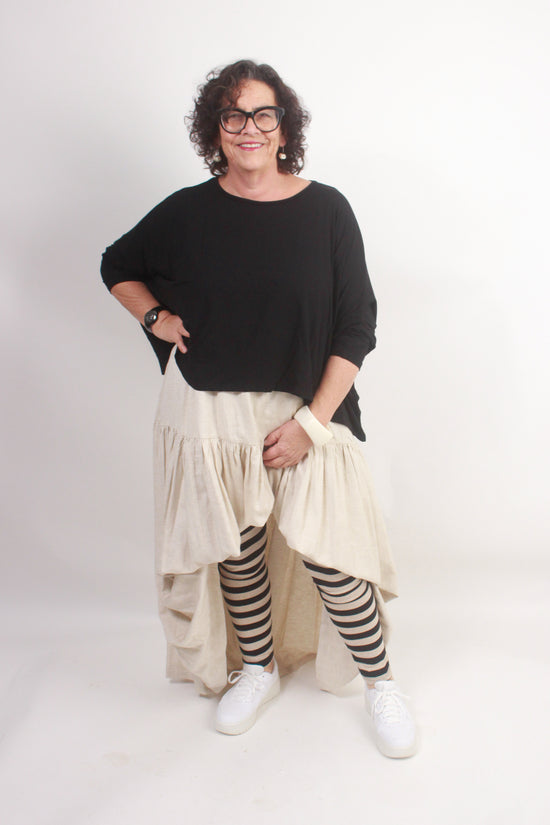 TCD Leggings - Black & Natural Stripe