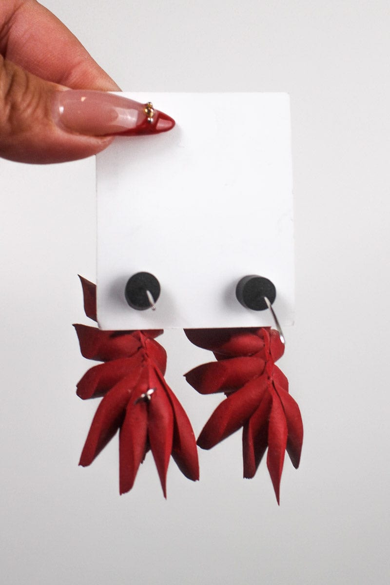 Mikas Mikas - Moon leaf Earrings - Red Shop