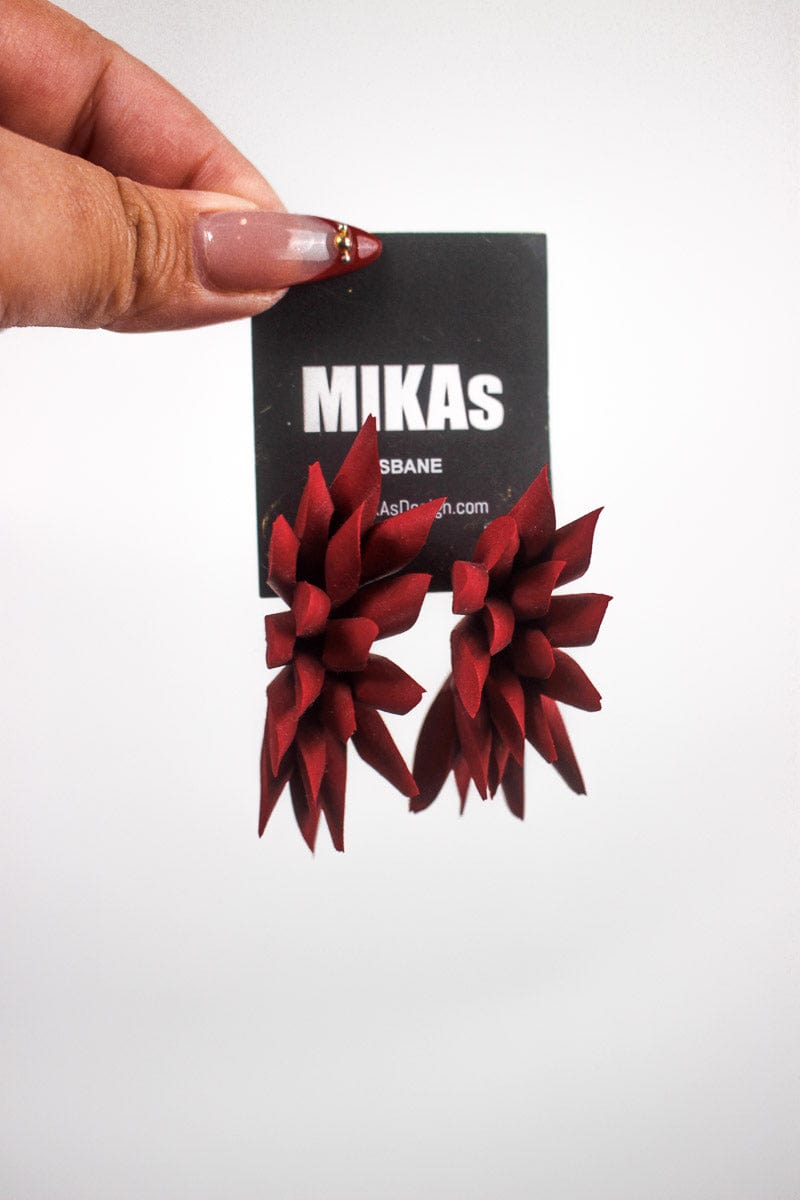 Mikas Mikas - Moon leaf Earrings - Red Shop
