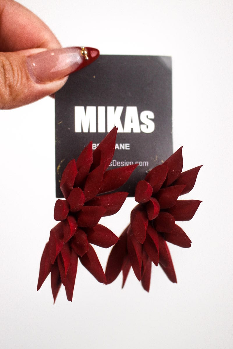 Mikas Mikas - Moon leaf Earrings - Red Shop