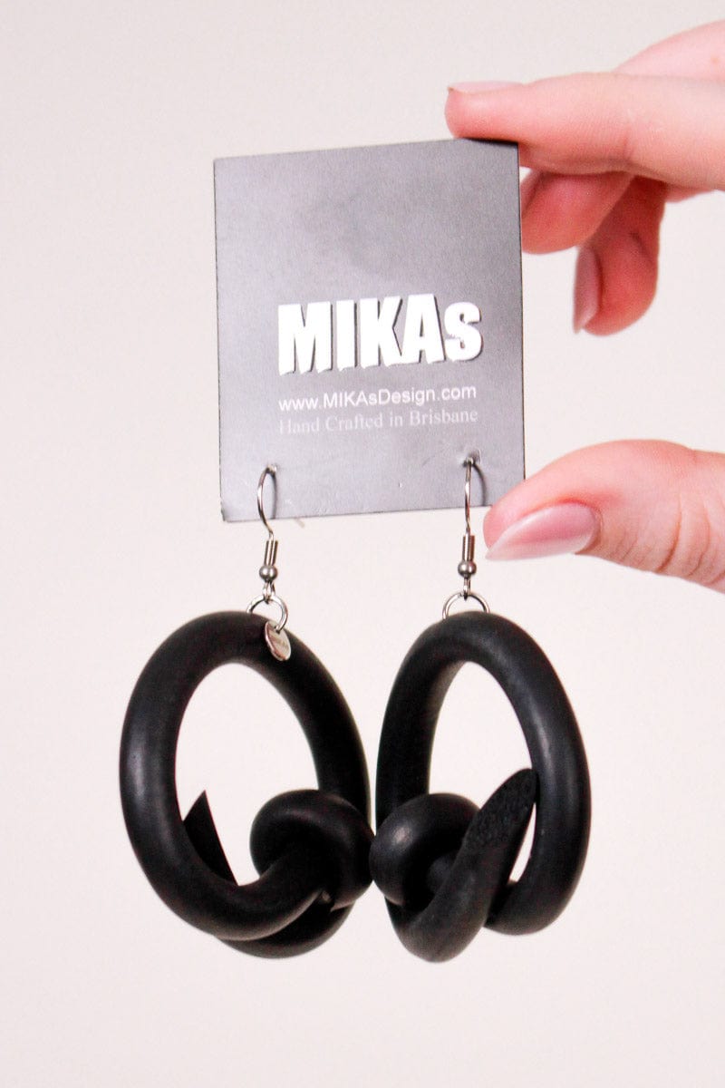 Mikas Mikas Nail Circle Earrings - Black Shop