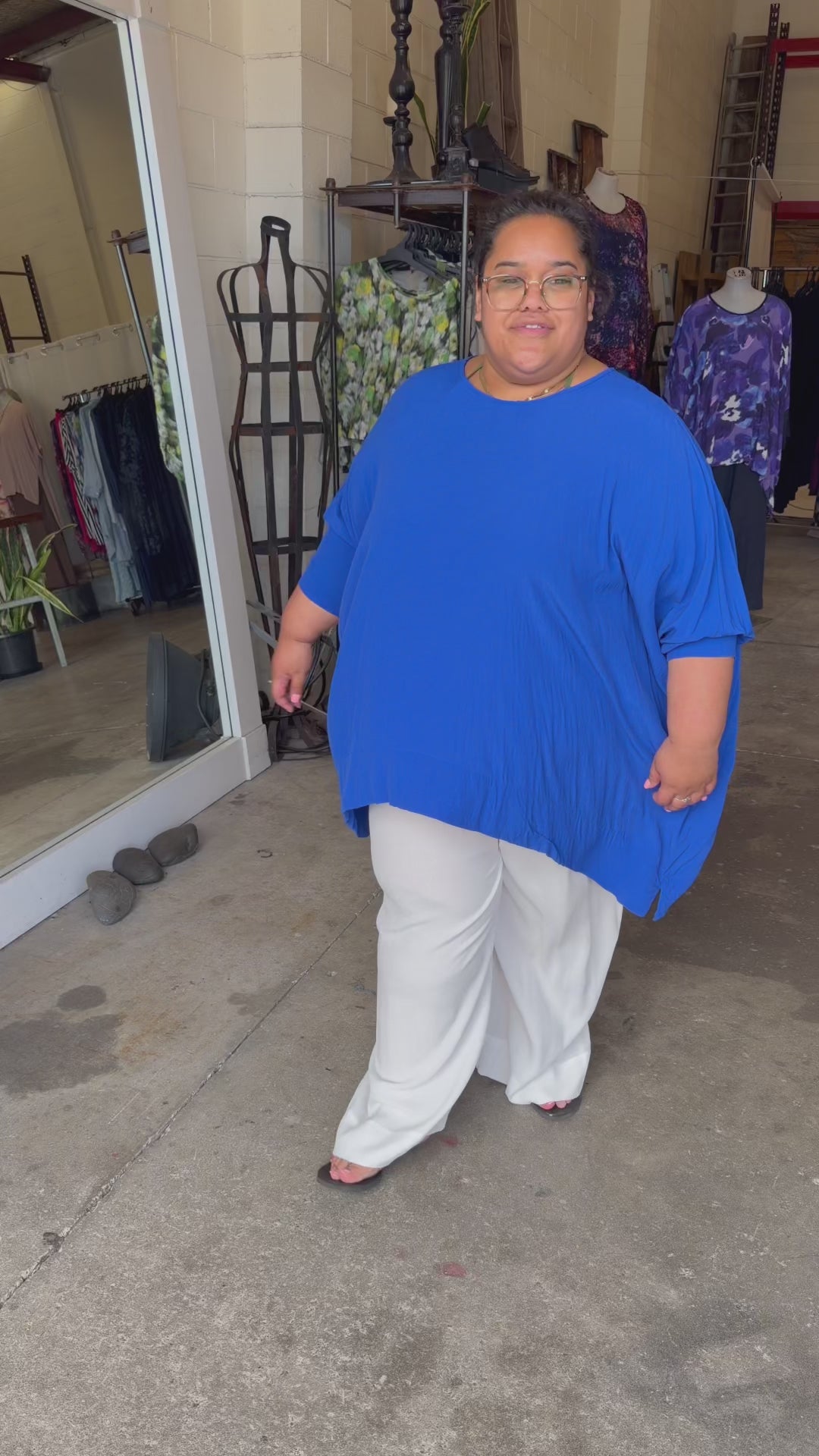 TCD Woven Tee  Top - Navy Stripe