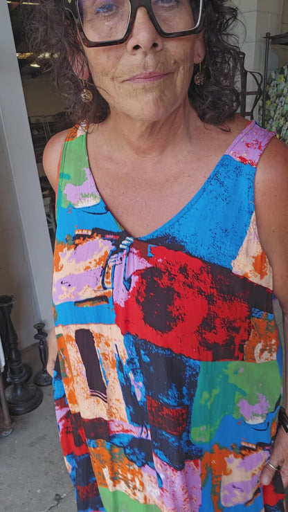 TCD Long Athena Dress - Abstract in motion