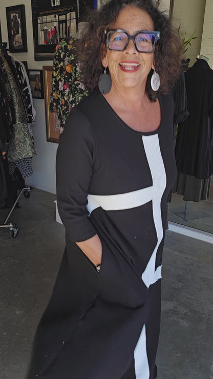 TCD Cut up Greta Dress - Black &amp; White