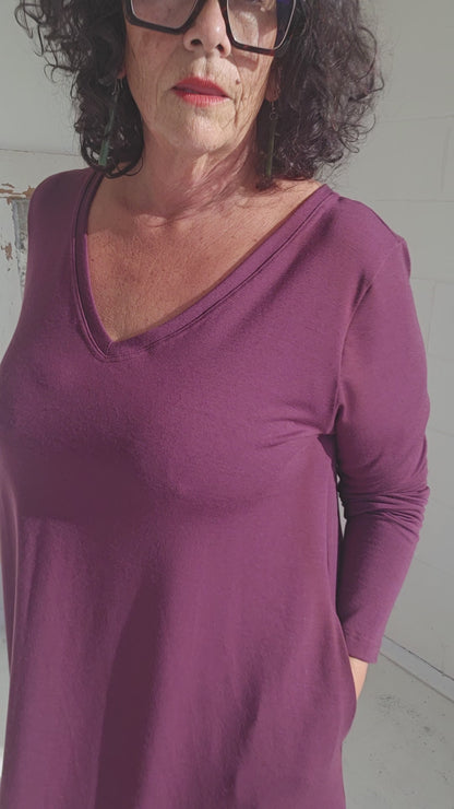 TCD A-line Dress - Plum Merino Wool