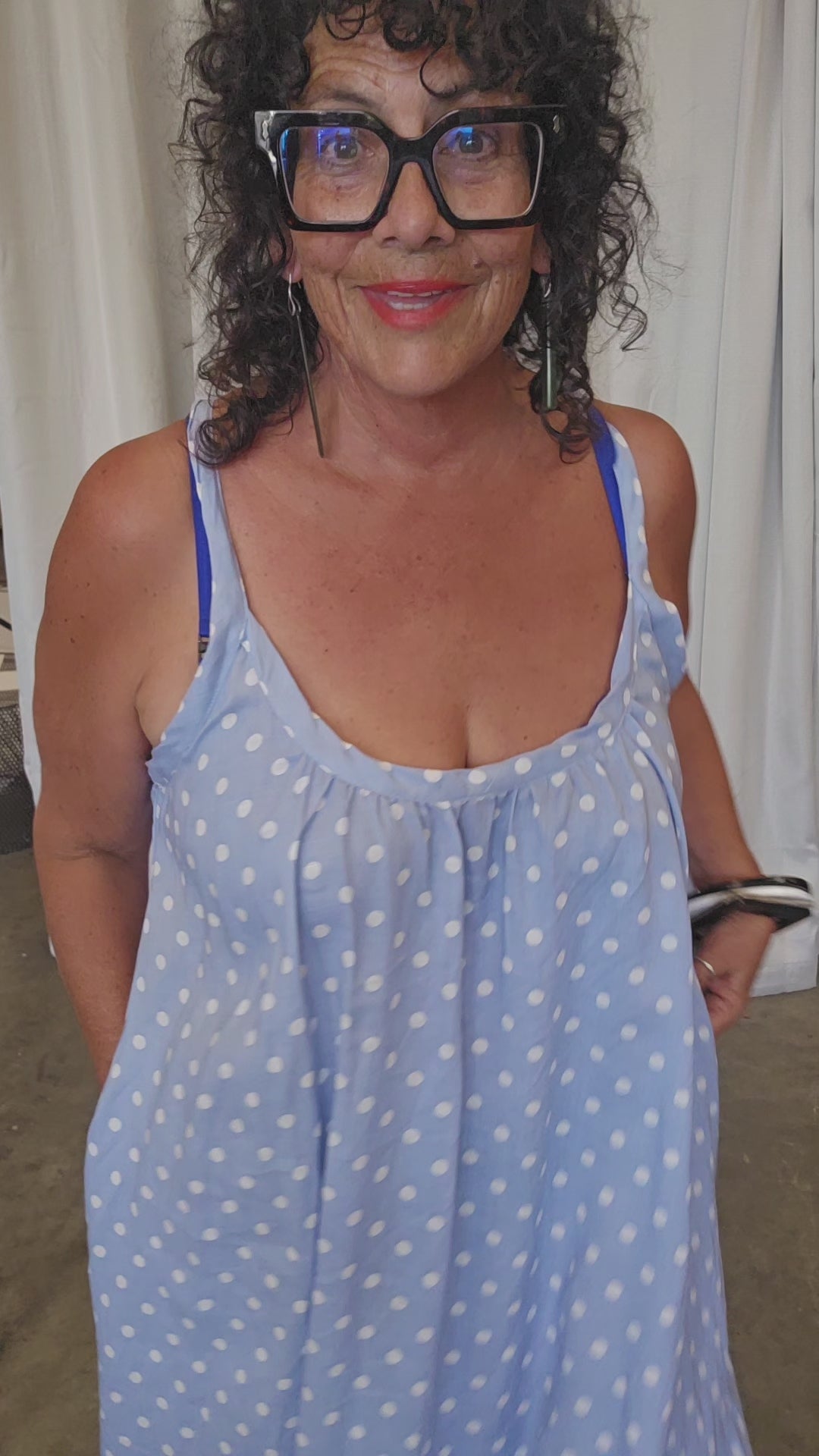 TCD Maxi Baby Doll Dress - Baby Blue Polka Dot