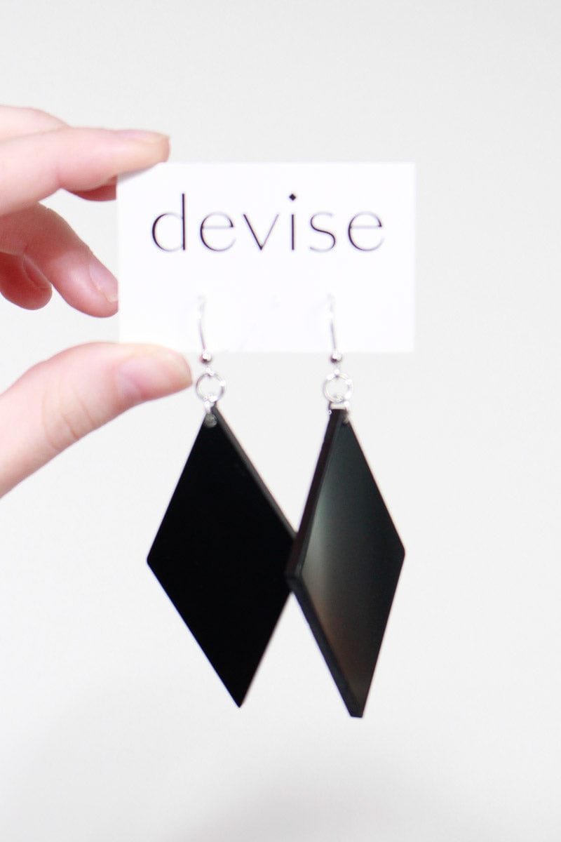 TBB Devise Diamond Drop Earrings - Black Shop