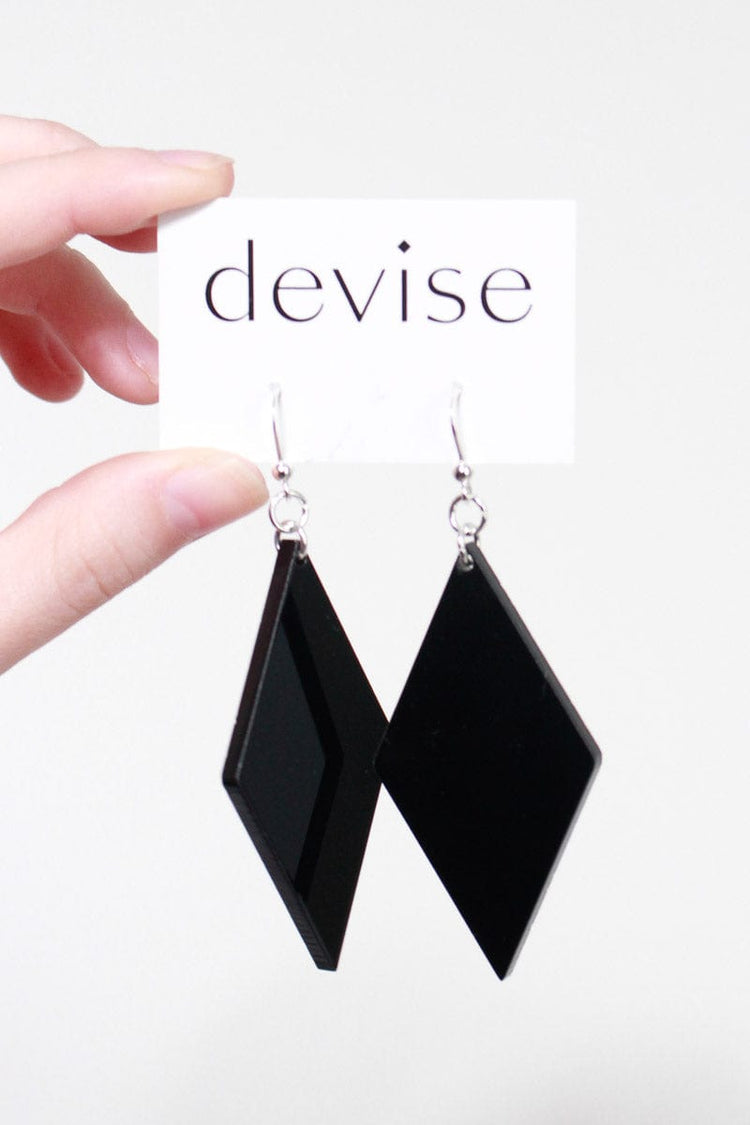 TBB Devise Diamond Drop Earrings - Black Shop