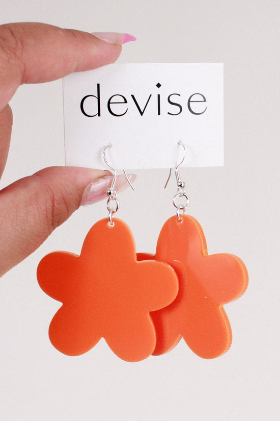 TBB Devise Mary Quant Flower Earrings - Orange Shop
