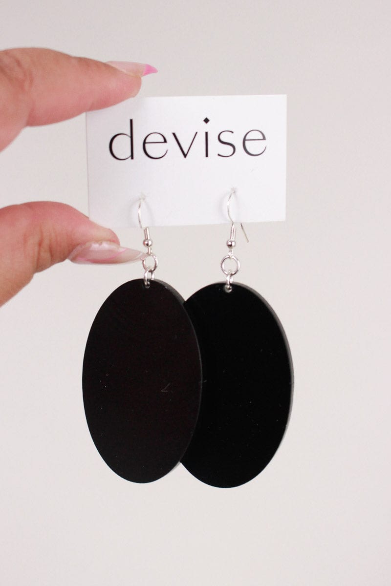 TBB Devise Oval Earrings - Black Shop