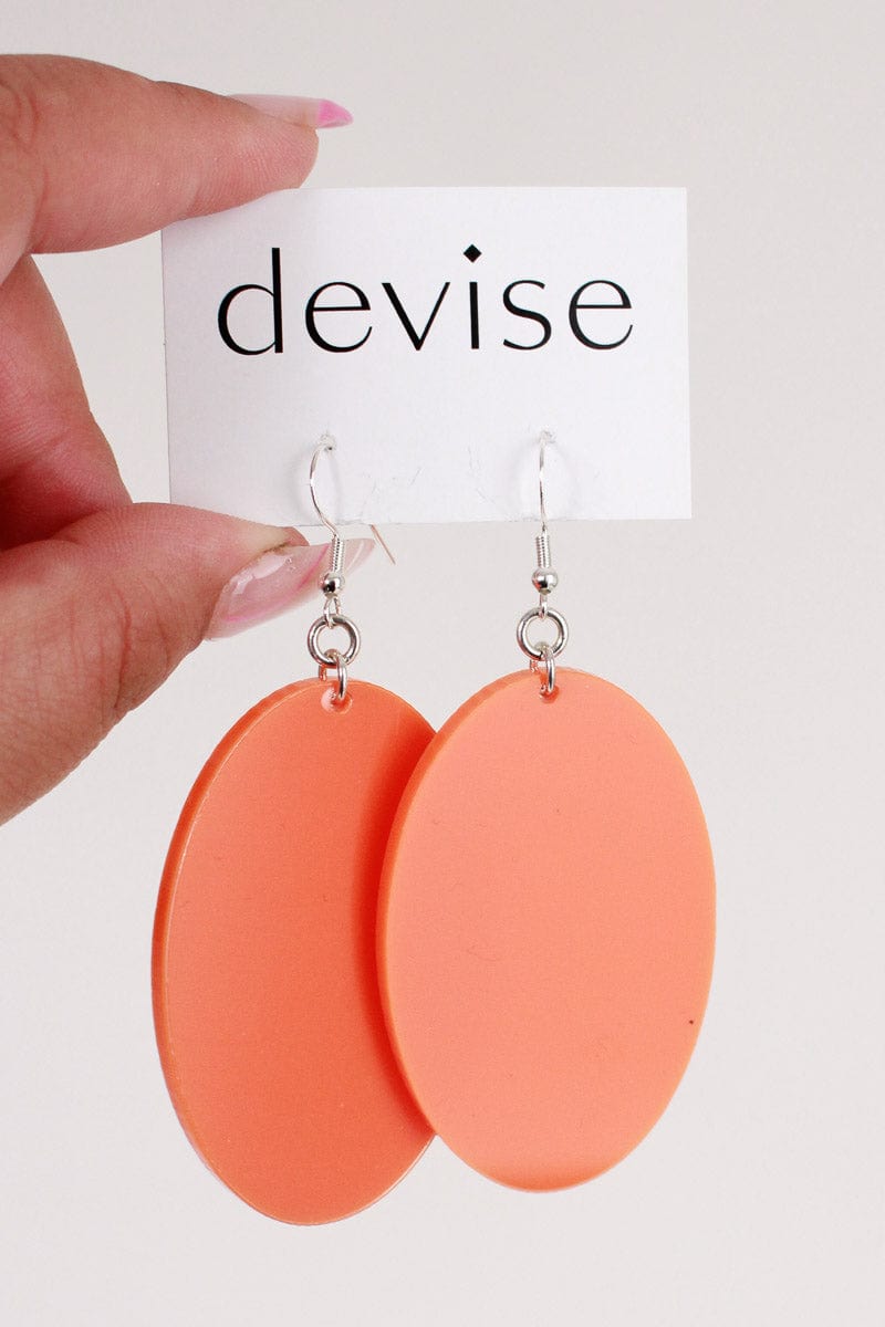 TBB Devise Oval Earrings - Orange Shop