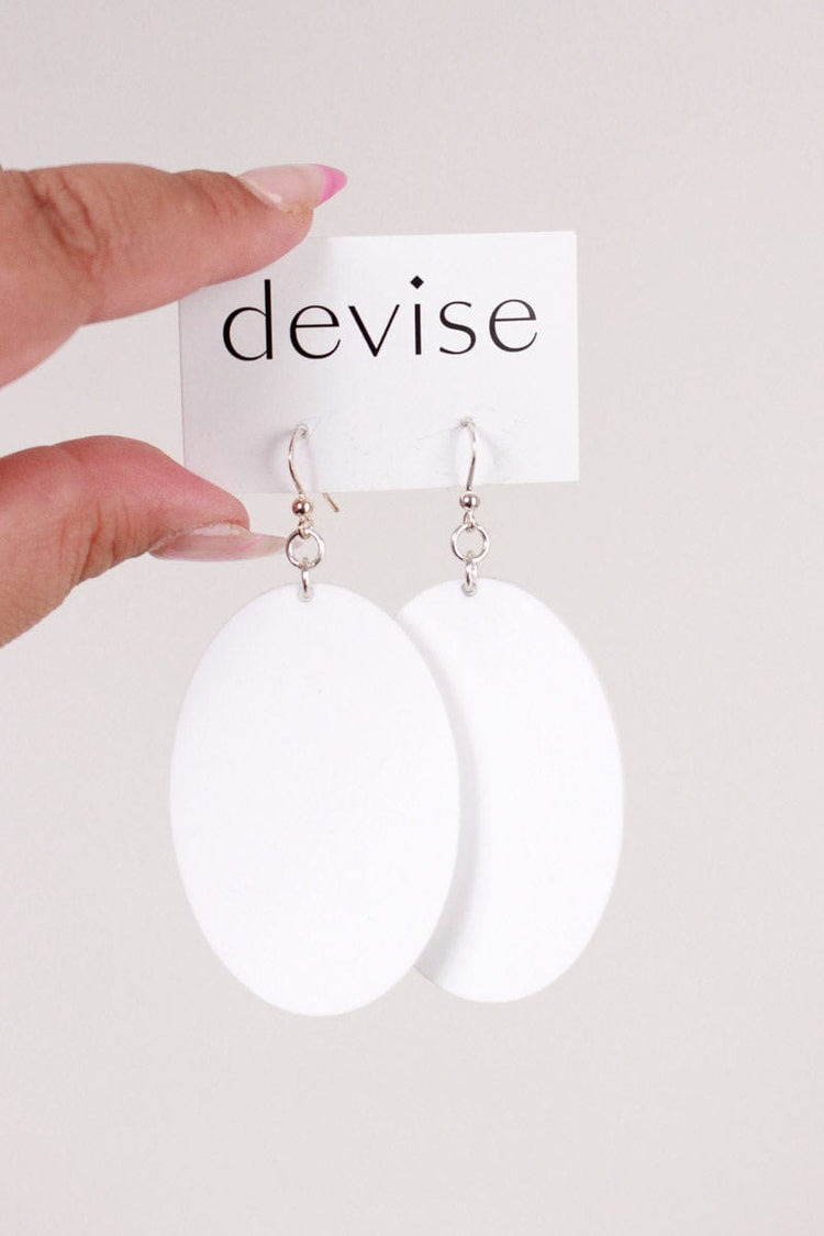 TBB Devise Oval Earrings - White Shop