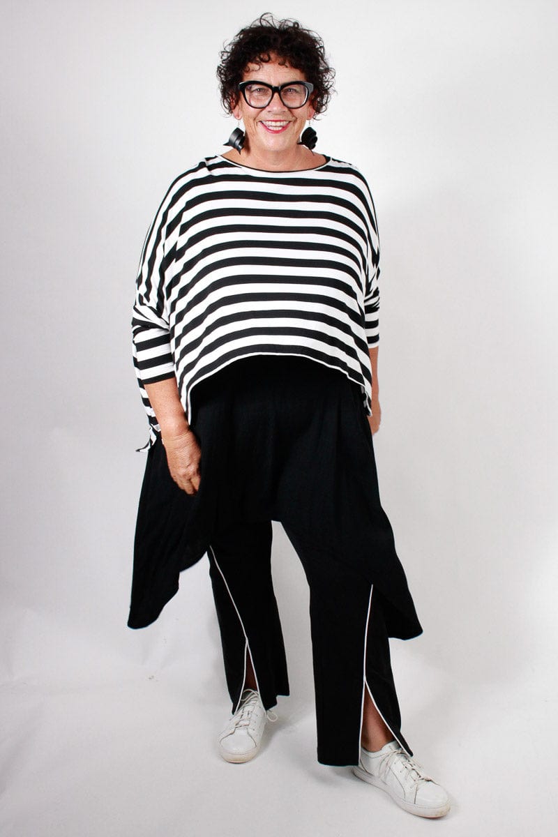 TCD TCD Lockdown Crop - B/W Stripes (LUCKY LAST - O/S = 14 -24) Shop One Size = 14-24