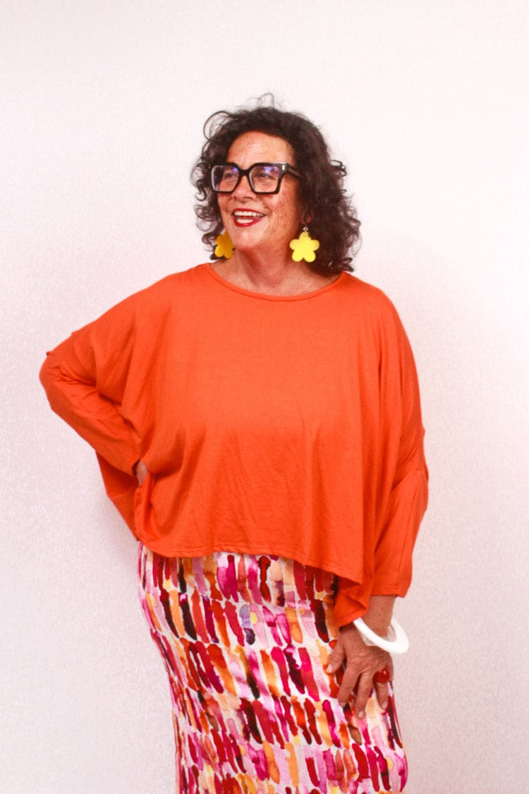 TCD TCD Lockdown Crop - Orange Viscose Shop One Size = 14-24