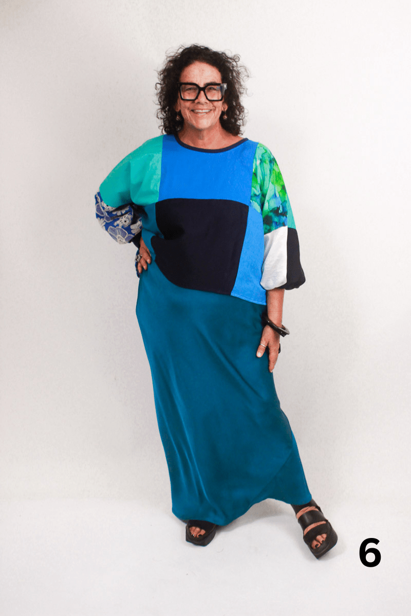 TCD TCD Patchwork Top - Woven Blue Prints Shop OS = 14-24 (6)