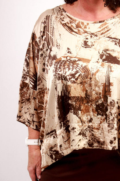 TCD TCD Short Haven Top - Woodland Brown Silk Shop OS = 14/24