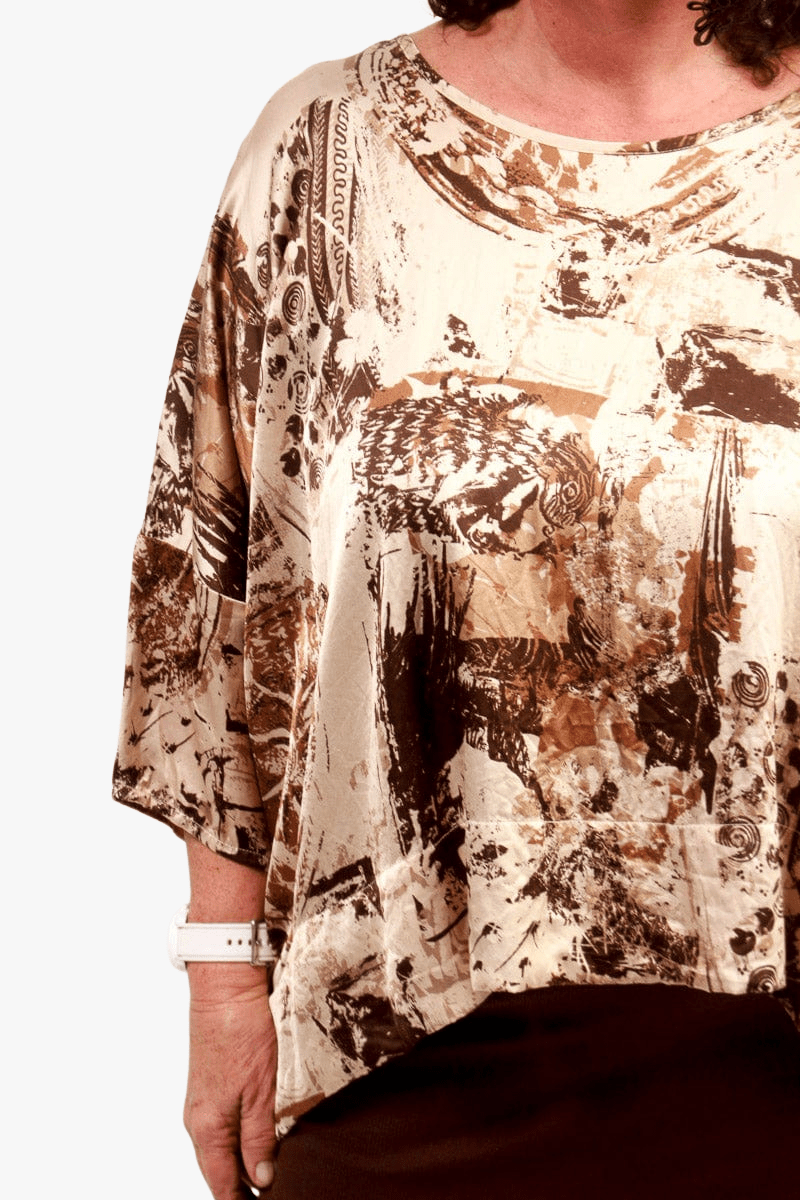 TCD TCD Short Haven Top - Woodland Brown Silk Shop OS = 14/24