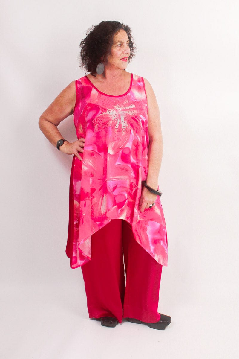 TCD TCD Athena Tunic - Pink Satin Print Shop