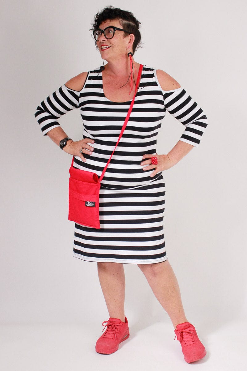 TCD TCD Cut Out Mia - Black &amp; White Stripes Shop