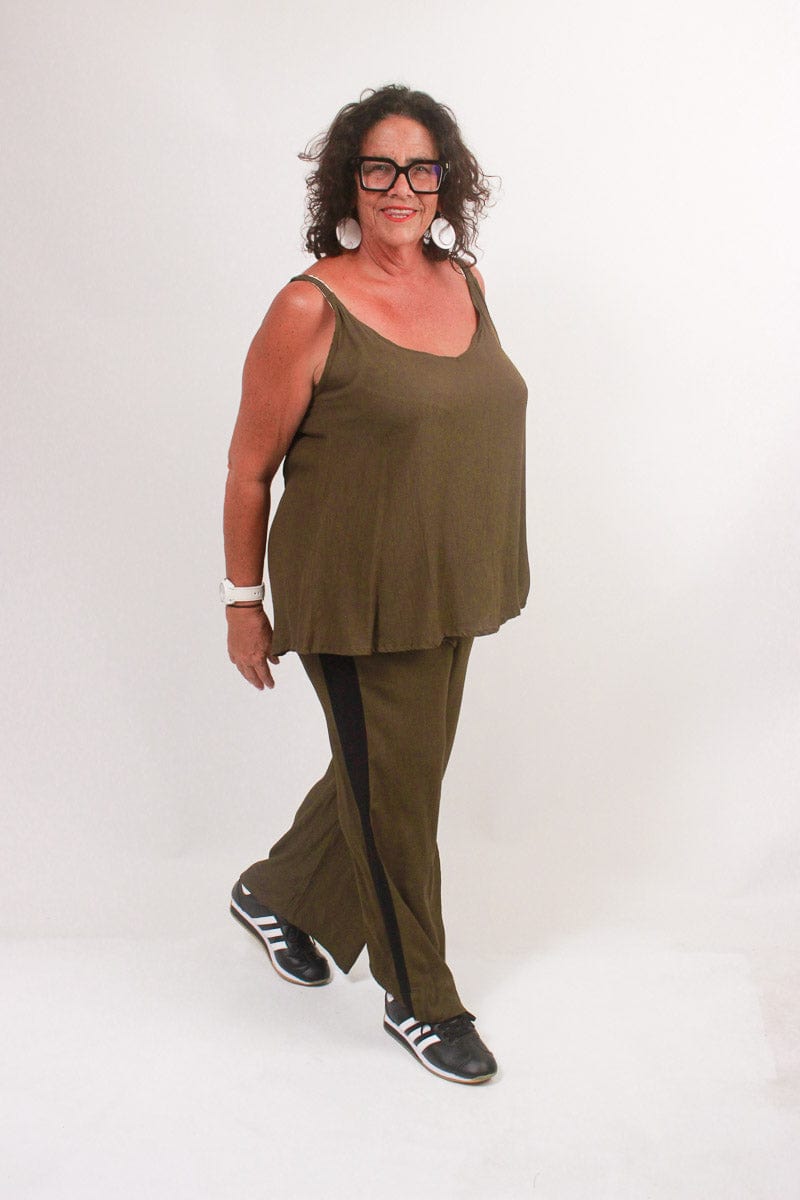TCD TCD EXCLUSIZE Athleisure Pant - Khaki/Black Stripe Shop