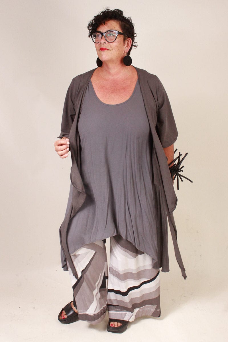 TCD TCD Flared Sleeve Wrap Cardi - Grey Shop