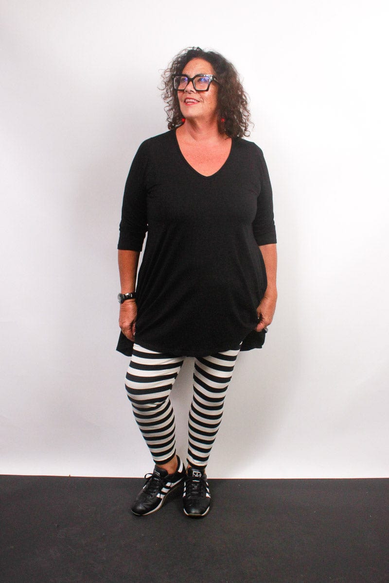 TCD TCD Leggings - Big Stripe Cream/Black Shop