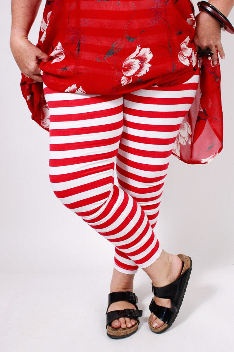 TCD TCD Leggings - Big Stripe Red/White Shop