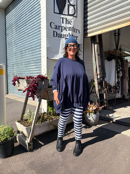 TCD TCD Leggings - Big Stripe White/Navy Shop