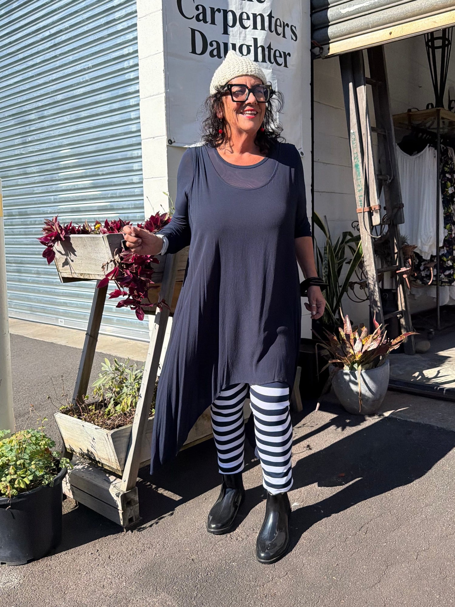 TCD TCD Leggings - Big Stripe White/Navy Shop