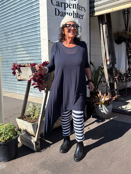 TCD TCD Leggings - Big Stripe White/Navy Shop