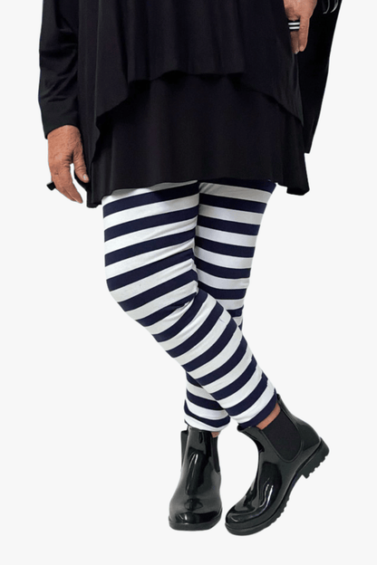 TCD TCD Leggings - Big Stripe White/Navy Shop