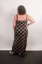 TCD TCD Long Bias Slip Dress - Brown Check Shop