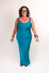 TCD TCD Long Bias Slip - Ocean Blue Satin Shop