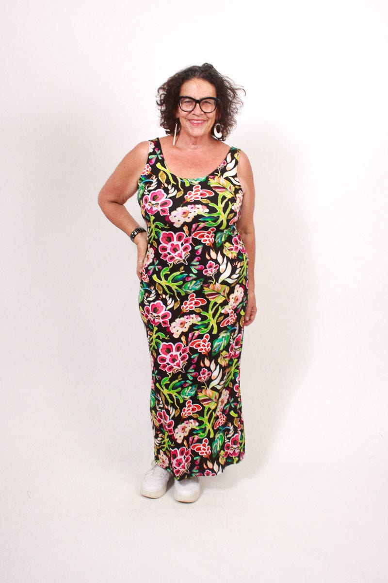 TCD TCD Long La Bella - Black Floral Print Shop