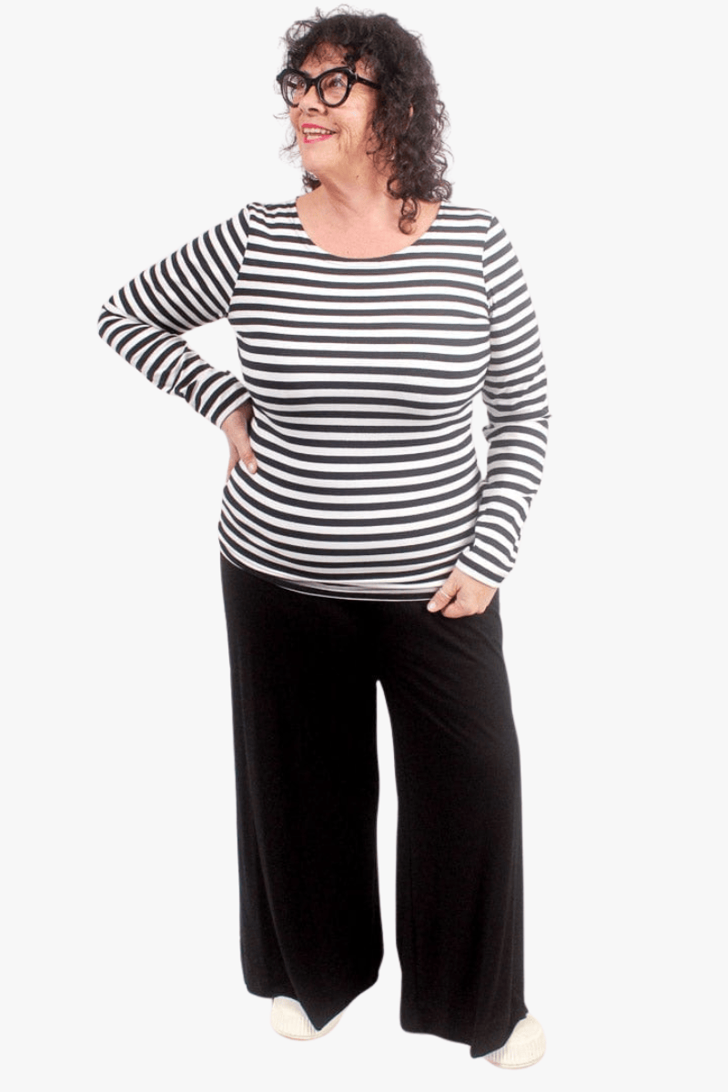 TCD TCD Simply Tee - B/W Small Stripes Shop